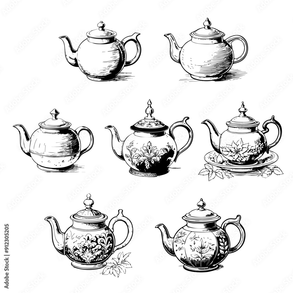 ティーポット Black&White Vector