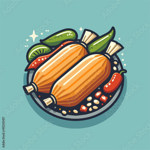 Mexican food set. Guacamole, chiltomate, quesadillas, chile ennogada, nachos, enmoladas, burritos, tamales, tacos, fajitas, etc. Vector illustration isolated on white background.