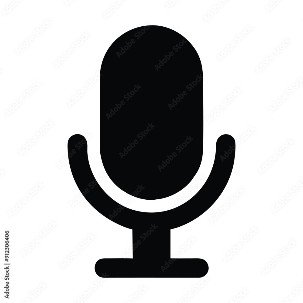 Black and white microphone icon illustration. Vector illustration Black and white microphone icon illustration. Vector illustration