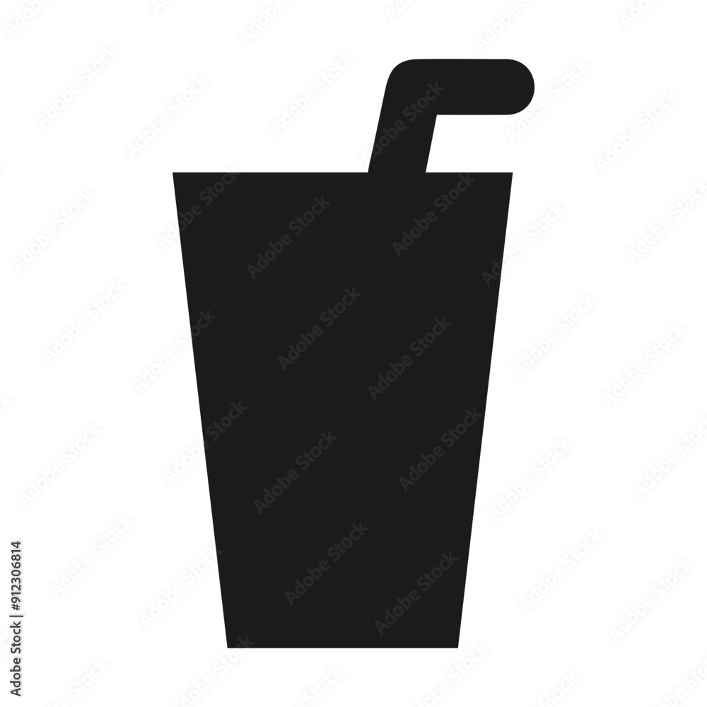 Black and white silhouette of a glass with a straw. Vector illustration Black and white silhouette of a glass with a straw. Vector illustration