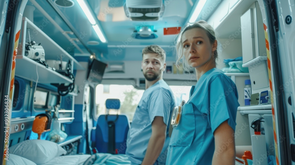 Obraz premium The Paramedics In Ambulance