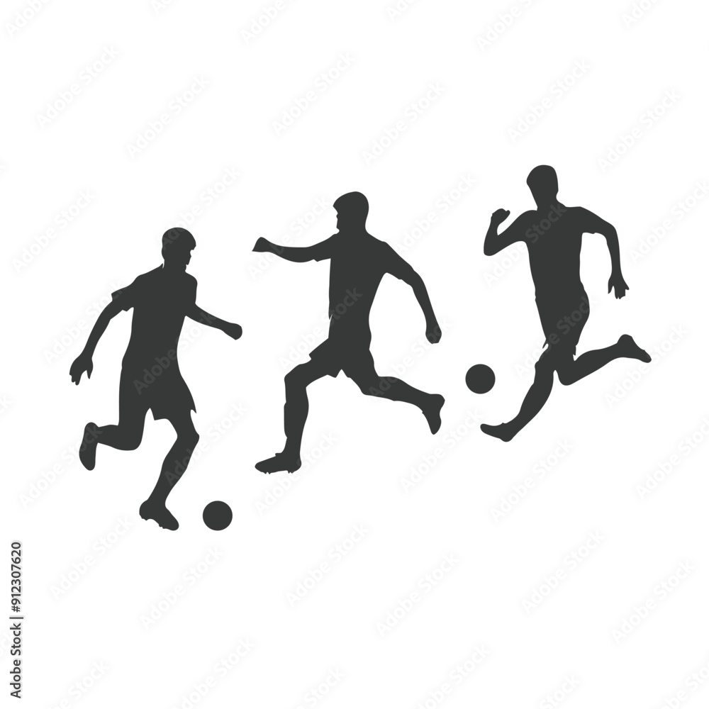 Football Players Silhouettes , vector pack, various pose set Football Players Silhouettes , vector pack, various pose set