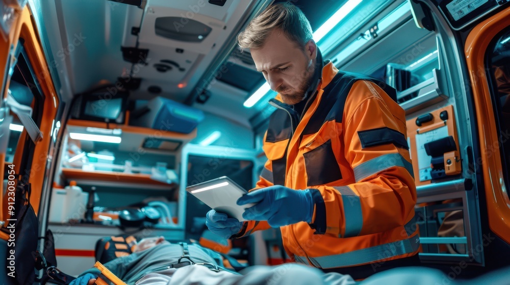 The paramedic with tablet The paramedic with tablet