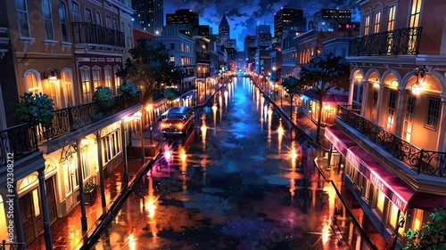 Famous attraction in new orleans aesthetic anime style for background