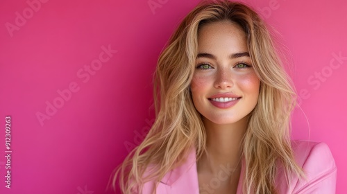 Confident Professional Woman in Pink Blazer