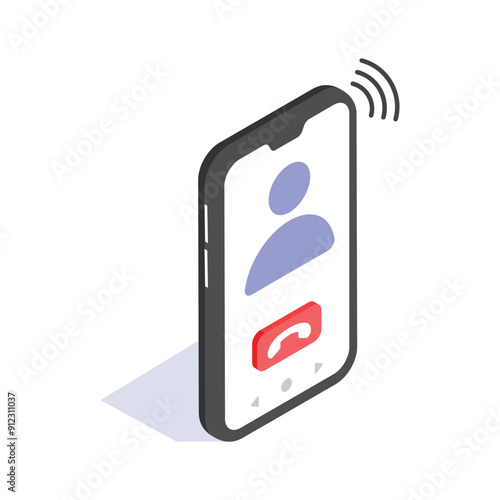 Smartphone icon showing an incoming call with a red decline button on display