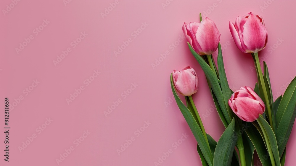 Pink Tulips on a Pink Background Pink Tulips on a Pink Background