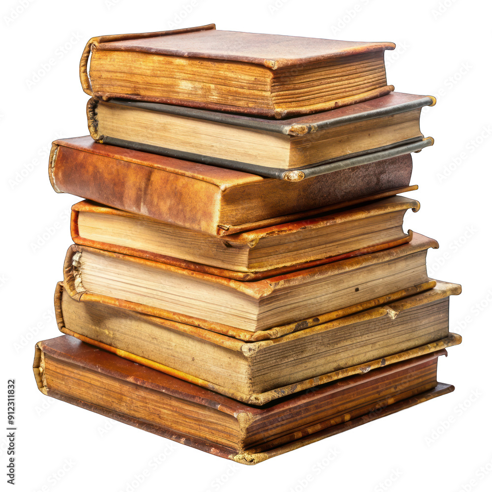 Stack of old books isolated on transparent background Stack of old books isolated on transparent background