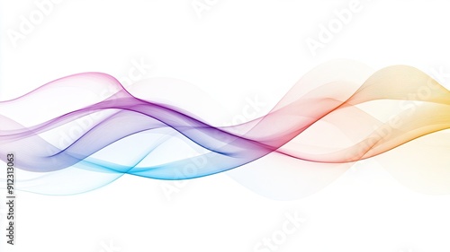 Colorful Abstract Wave Design on White Background, Vibrant multicolored wave patterns flow elegantly on a white background, creating a dynamic and modern abstract design.
