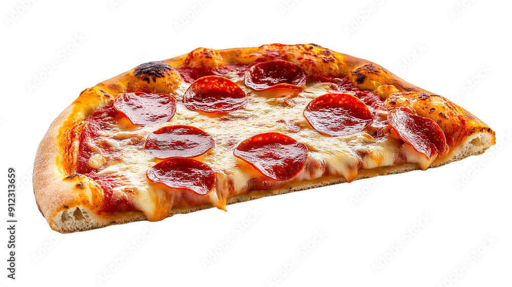 Classic Slice of New York-Style Pizza with Pepperoni and Melted Cheese Isolated Classic Slice of New York-Style Pizza with Pepperoni and Melted Cheese Isolated