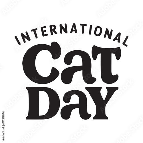 International Cat Day Typography. Cat silhouette.