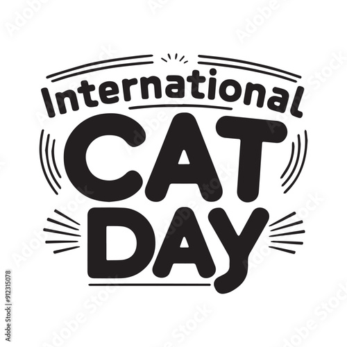 International Cat Day Typography. Cat silhouette.