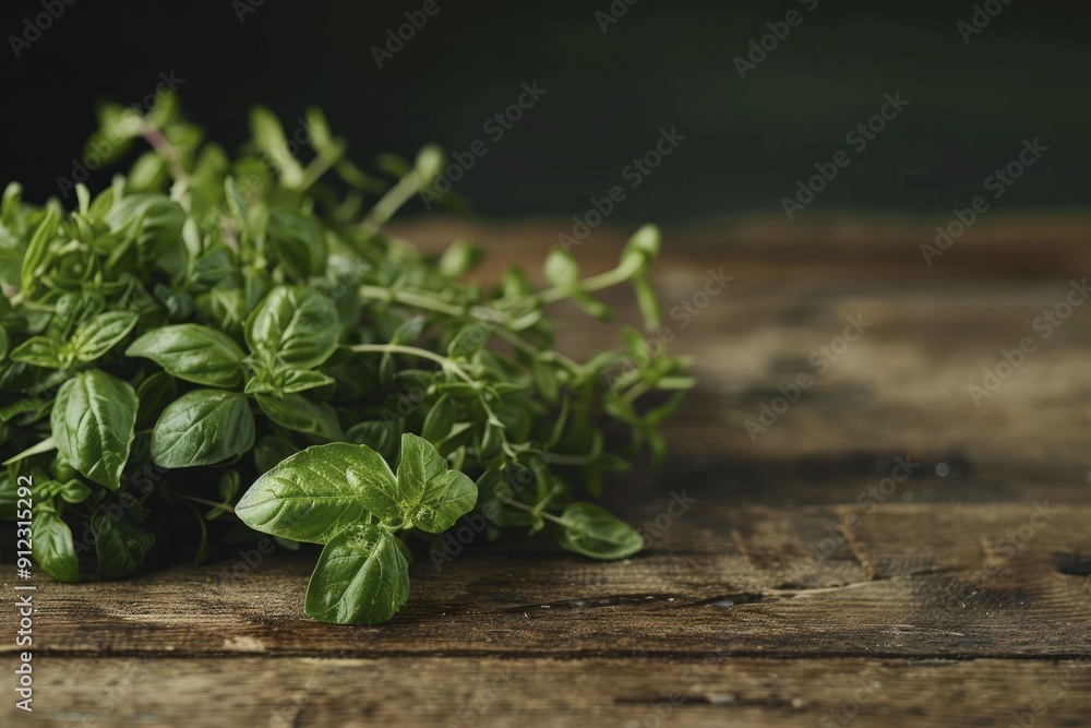 Freshly harvested herbs displayed on a rustic wooden table, thoughtfully arranged to highlight their vibrant colors and wellness properties in a simple yet striking close-up setting. Freshly harvested herbs displayed on a rustic wooden table, thoughtfully arranged to highlight their vibrant colors and wellness properties in a simple yet striking close-up setting.