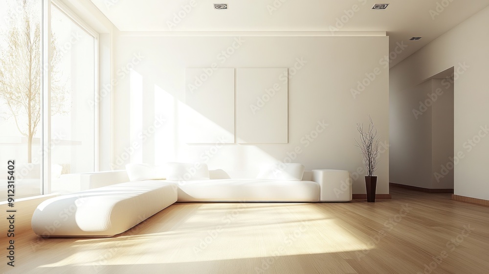 Fototapeta premium Bright and Minimalist Living Room Interior