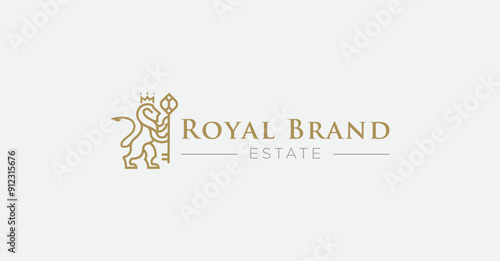 Royal lion king and key real estate logo