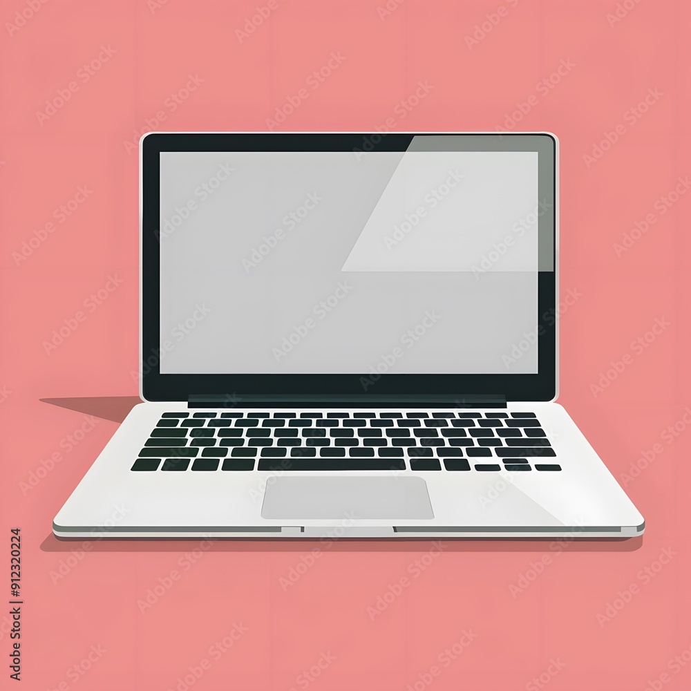 Laptop with a blank screen on a pink background Laptop with a blank screen on a pink background