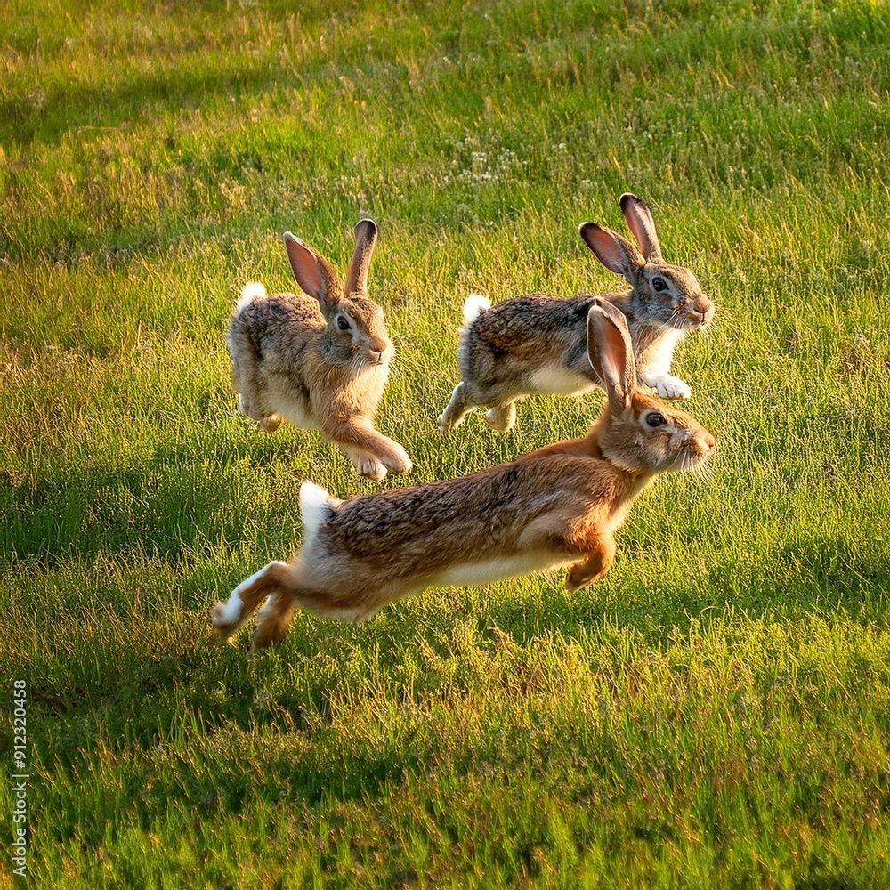 Obraz premium cottontail rabbit running, AI generated