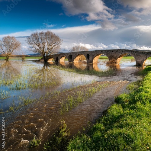 flooded fields, AI generated photo