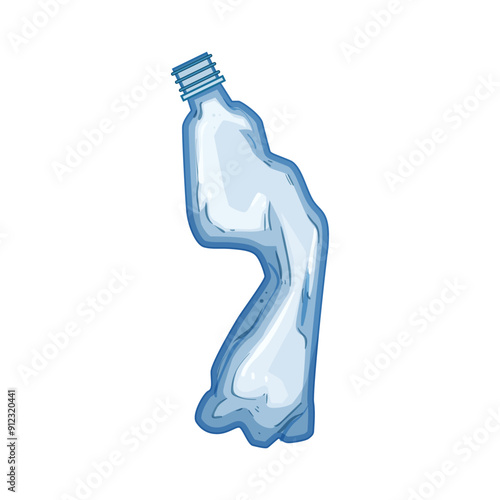 empty crumpled plastic bottle cartoon. water recycle, used pet, trash garbage empty crumpled plastic bottle sign. isolated symbol vector illustration