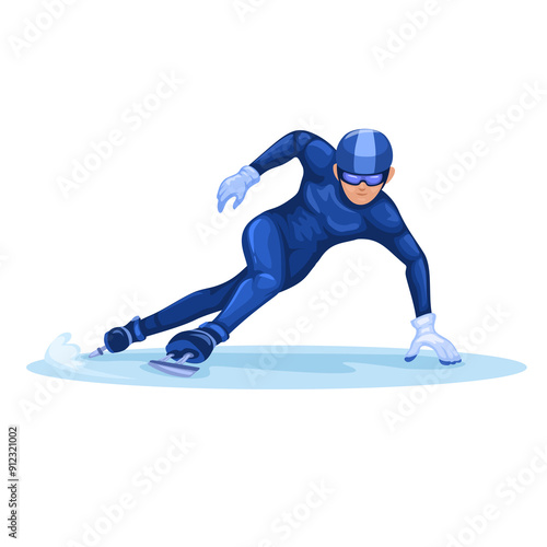 Speed Skating Sport Cartoon Illustration Vector photo