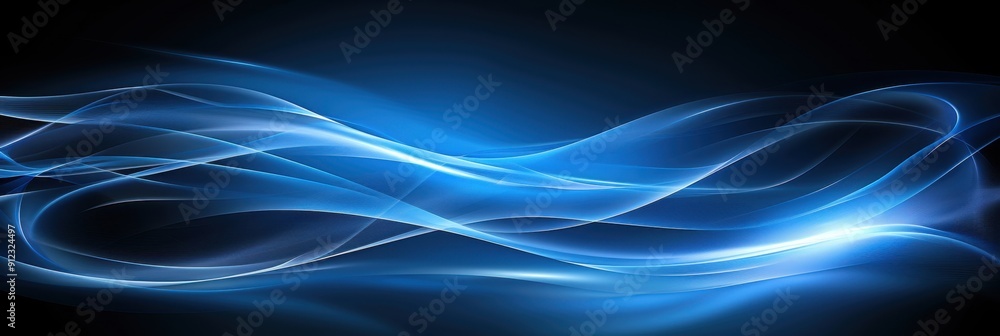 Abstract blue wave lines on a dark background. Futuristic, smooth flowing lines represent energy, motion, and modern design. Abstract blue wave lines on a dark background. Futuristic, smooth flowing lines represent energy, motion, and modern design.