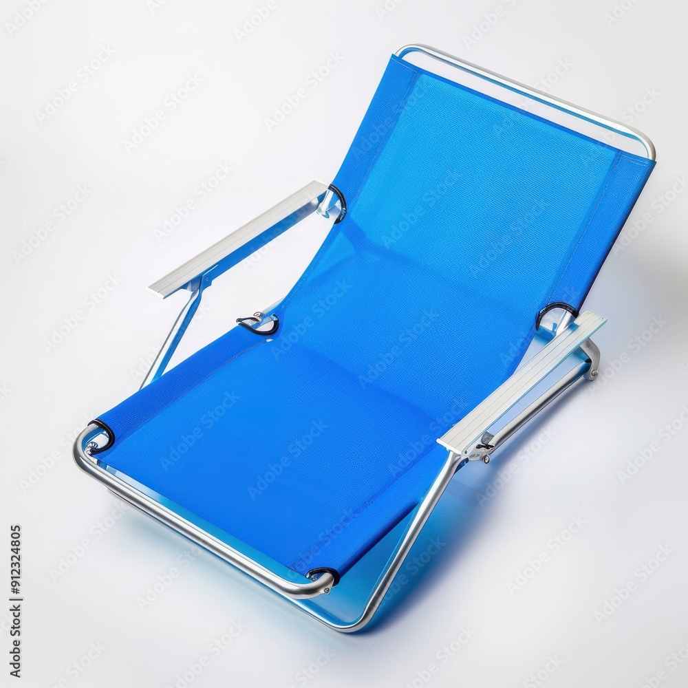 Electric blue beach chair with aluminum frame on white background Electric blue beach chair with aluminum frame on white background