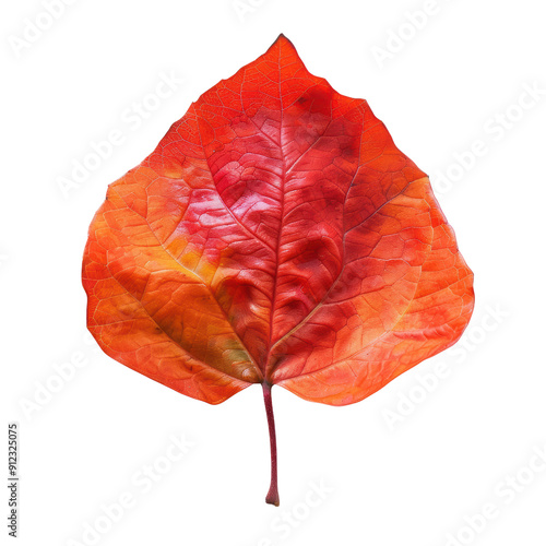 Stunning Close-Up of a Vibrant Red and Orange Autumn Leaf photo