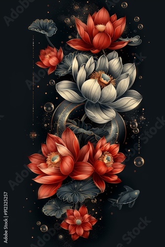 Floral Painting on Black Background