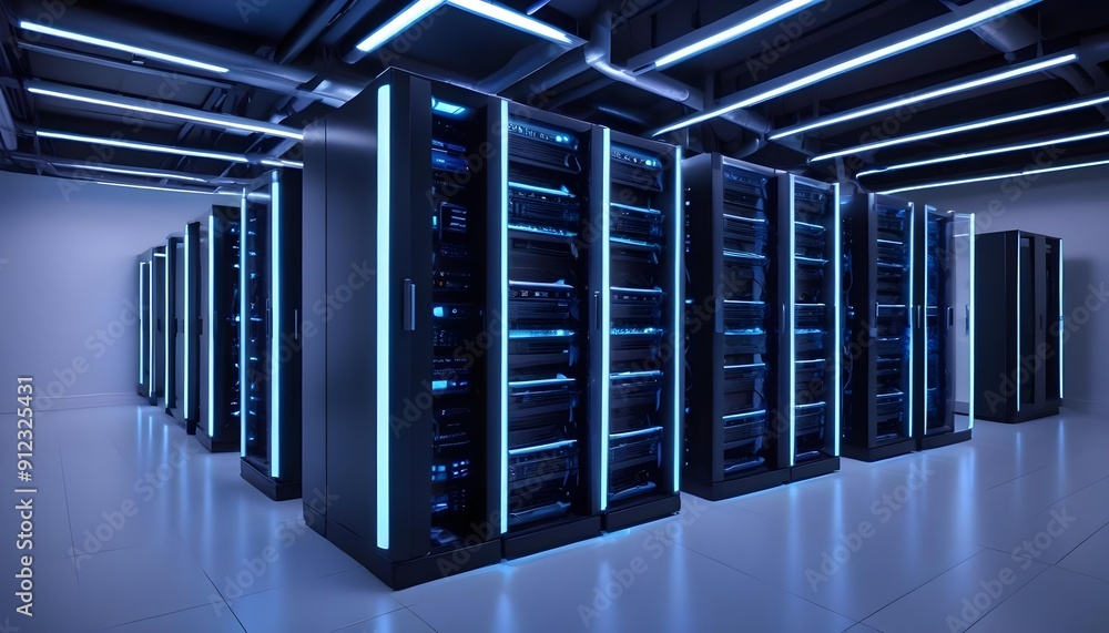 A server room with LED lighting A server room with LED lighting