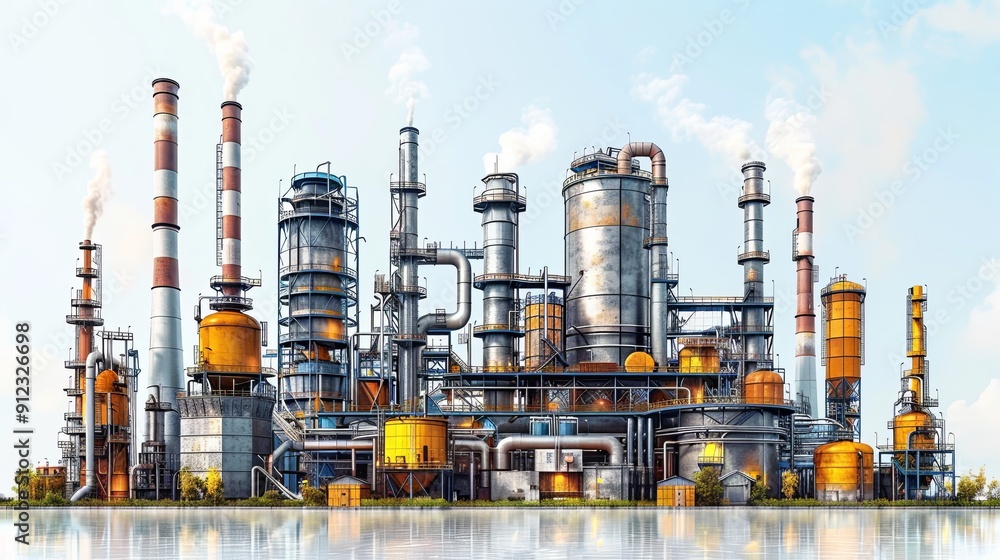 vector, illustration, flat, Factory industry manufactory power electricity buildings flat icons set isolated. Urban factory plant landscape vector illustration vector, illustration, flat, Factory industry manufactory power electricity buildings flat icons set isolated. Urban factory plant landscape vector illustration