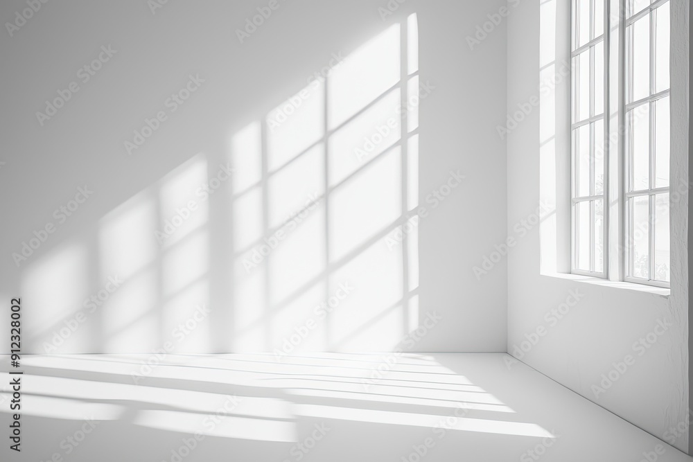 Obraz premium Empty white room with window and sunlight