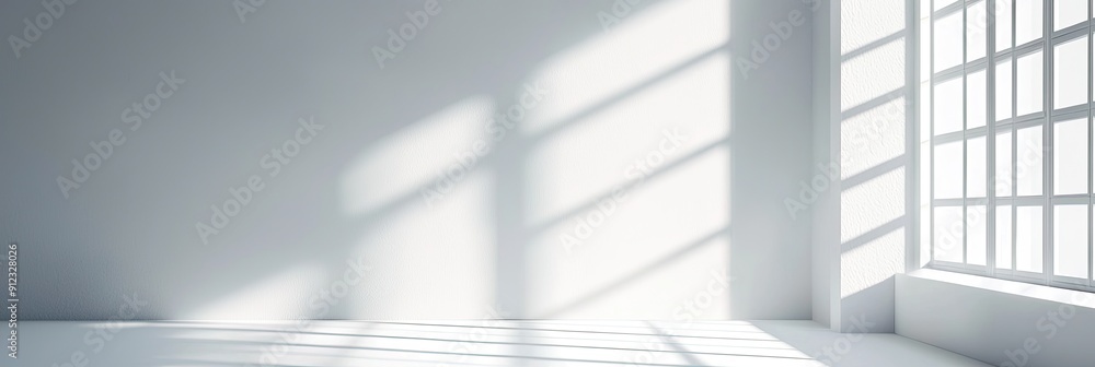 Obraz premium Empty white room with window and sunlight