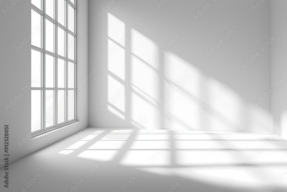 Obraz premium Empty white room with window and sunlight