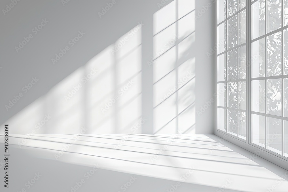 Empty white room with window and sunlight Empty white room with window and sunlight