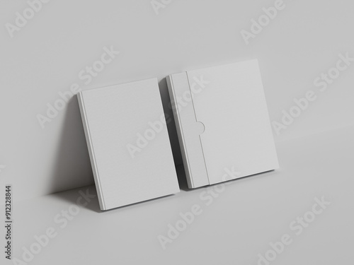 Canvas Print Minimalist white square book cover mockup template on white background