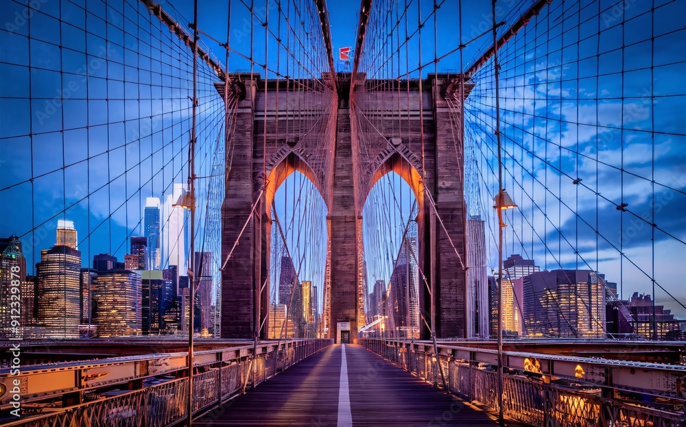 Fototapeta premium Brooklyn Bridge with the city in the background. New york