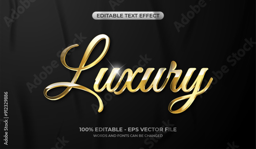 3D Luxury gold text effect. Editable glossy golden metallic text effect.