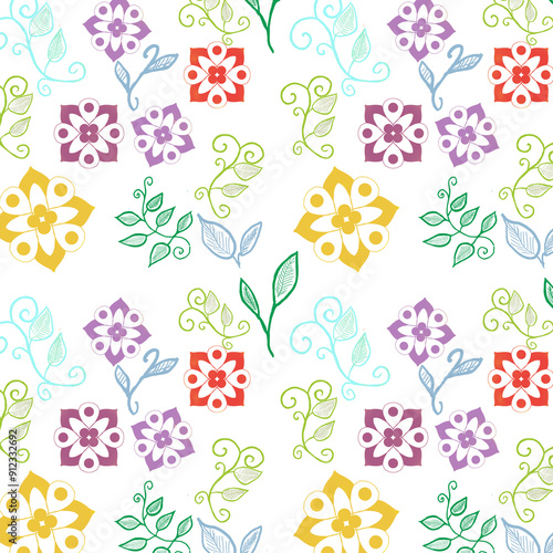 Seamless pattern floral lleaf desiign plant texure