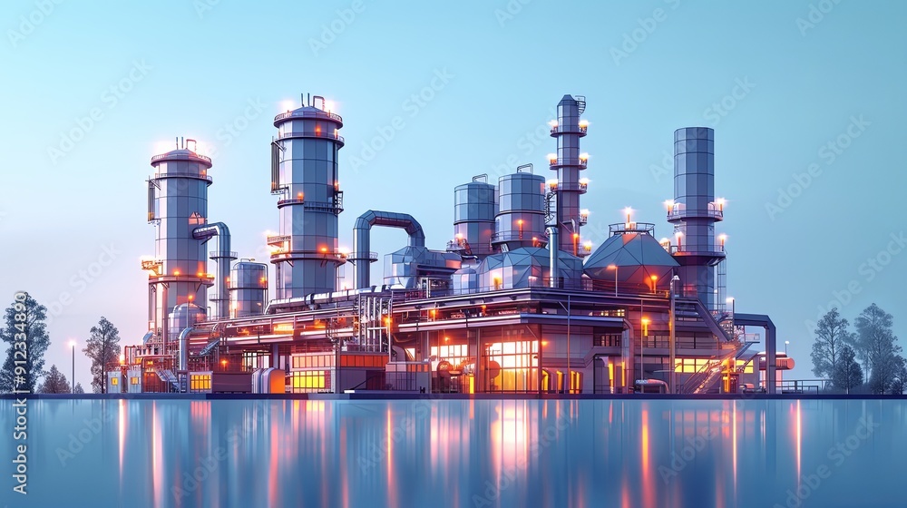 Obraz premium flat, Petroleum gas pipeline low poly business concept. Finance economy polygonal petrochemical production plant. Valve propane pipeline. Ecology solution blue vector illustration