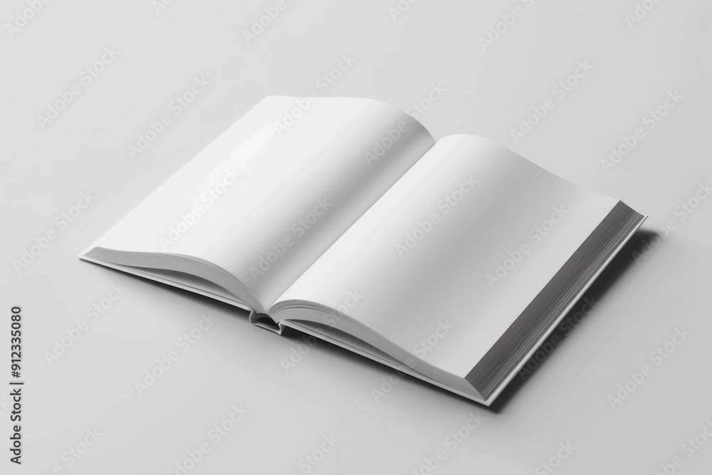 A single open book placed on a white surface A single open book placed on a white surface