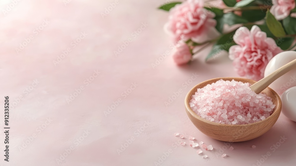 Calming scene of DIY organic skincare ingredients like rose sea salt and spa essentials on a pink backdrop. Calming scene of DIY organic skincare ingredients like rose sea salt and spa essentials on a pink backdrop.