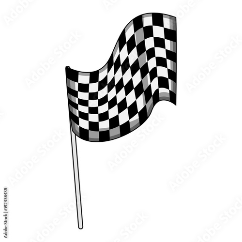 competition finish flag cartoon. sport win, auto location, pin checker competition finish flag sign. isolated symbol vector illustration