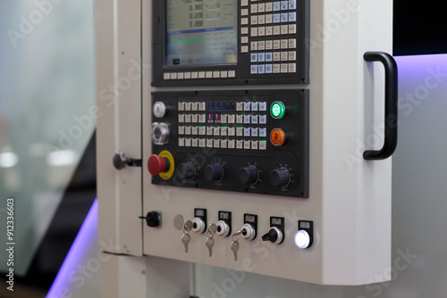 control panel of industrial CNC machine photo