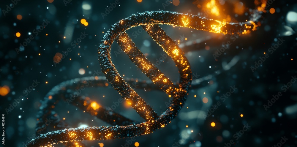 DNA helix strand abstract concept in genetics, biotechnology, and research. DNA helix strand abstract concept in genetics, biotechnology, and research.