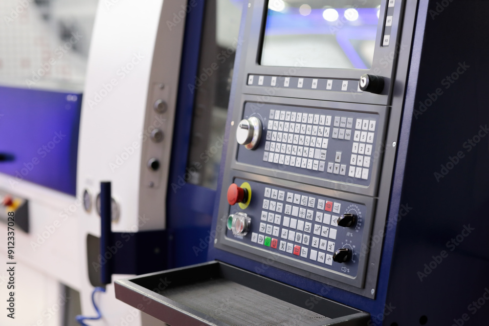 industrial metalworking CNC turning center closeup industrial metalworking CNC turning center closeup
