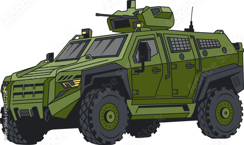 A Green Wheeled Military Armoured Car