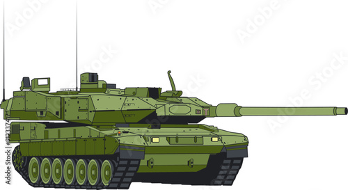 A Green Tank In A Combat Position