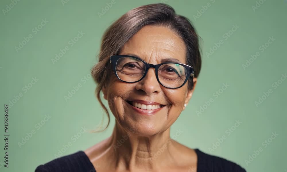 Portrait of a smiling senior woman wearing eyeglasses against green background Portrait of a smiling senior woman wearing eyeglasses against green background