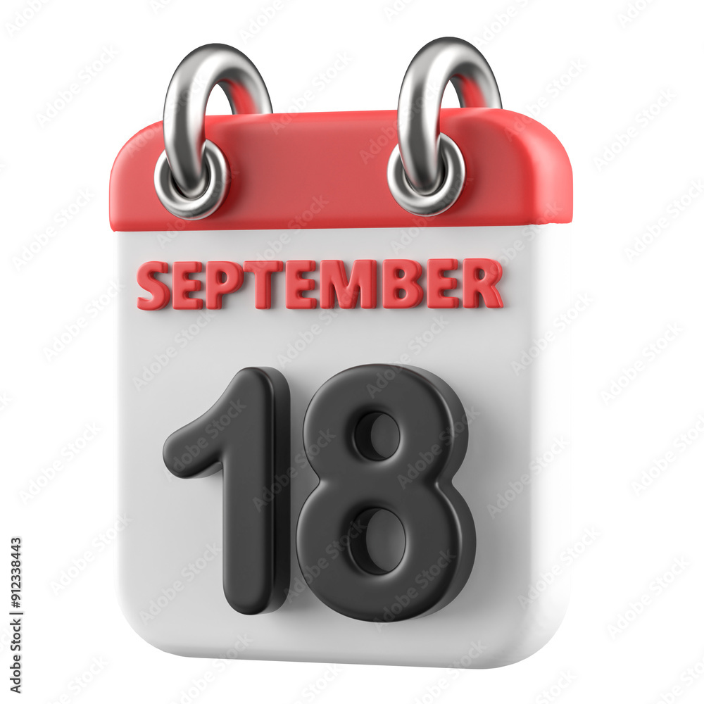 18th September Calendar Icon 3D Render 18th September Calendar Icon 3D Render