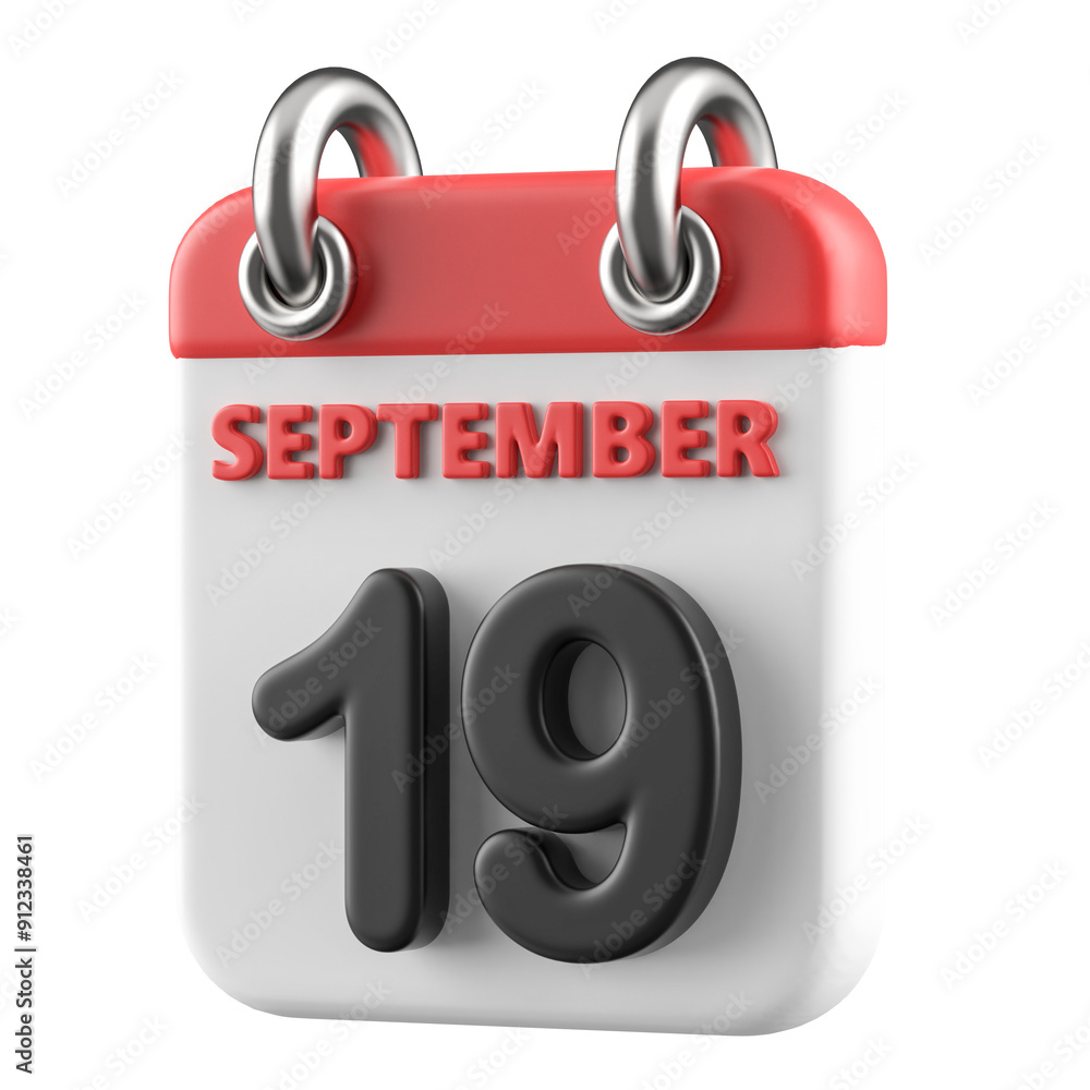 19th September Calendar Icon 3D Render 19th September Calendar Icon 3D Render